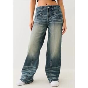 True Religion Women's Emerald Fade​ Bobbi Baggy Big T Jeans Size 32